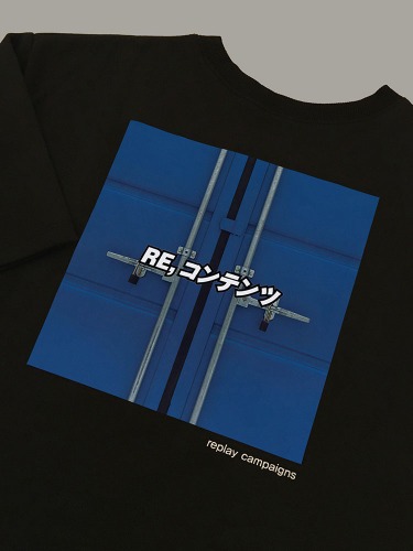 new  black replay campaign 1/2 tee (cobalt blue)