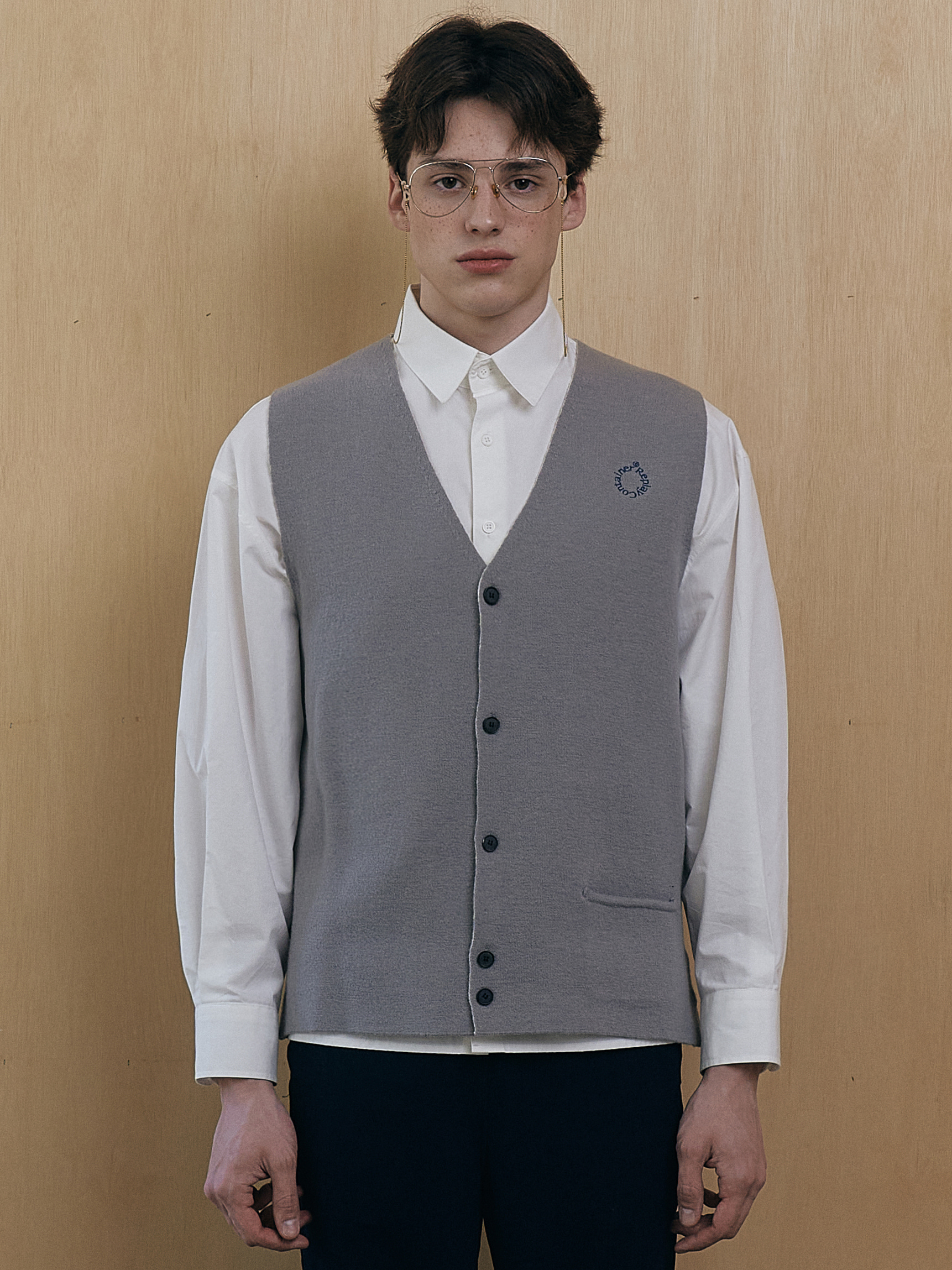 RC round logo knit vest (gray)