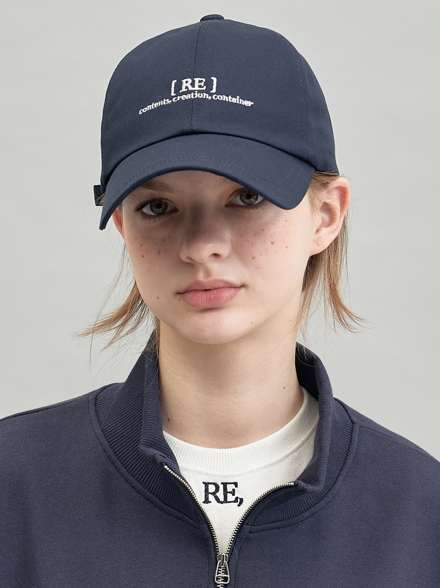 RE braces logo cap (navy)