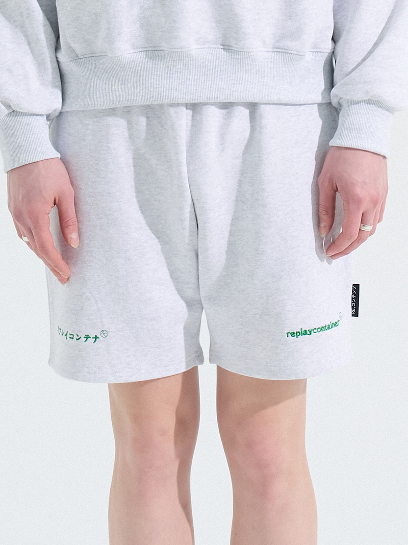 double logo sweat shorts (white melange)