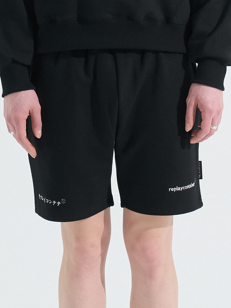 double logo sweat shorts (black)