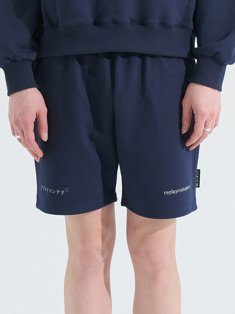 double logo sweat shorts (navy)