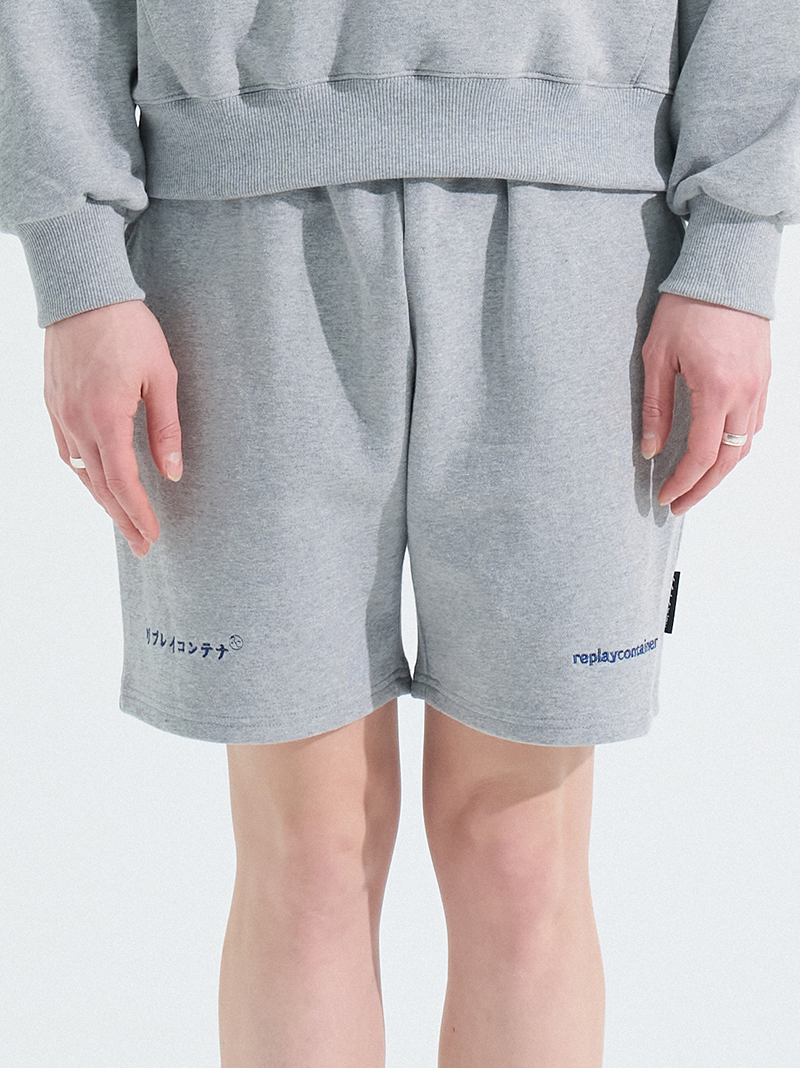 double logo sweat shorts (gray)
